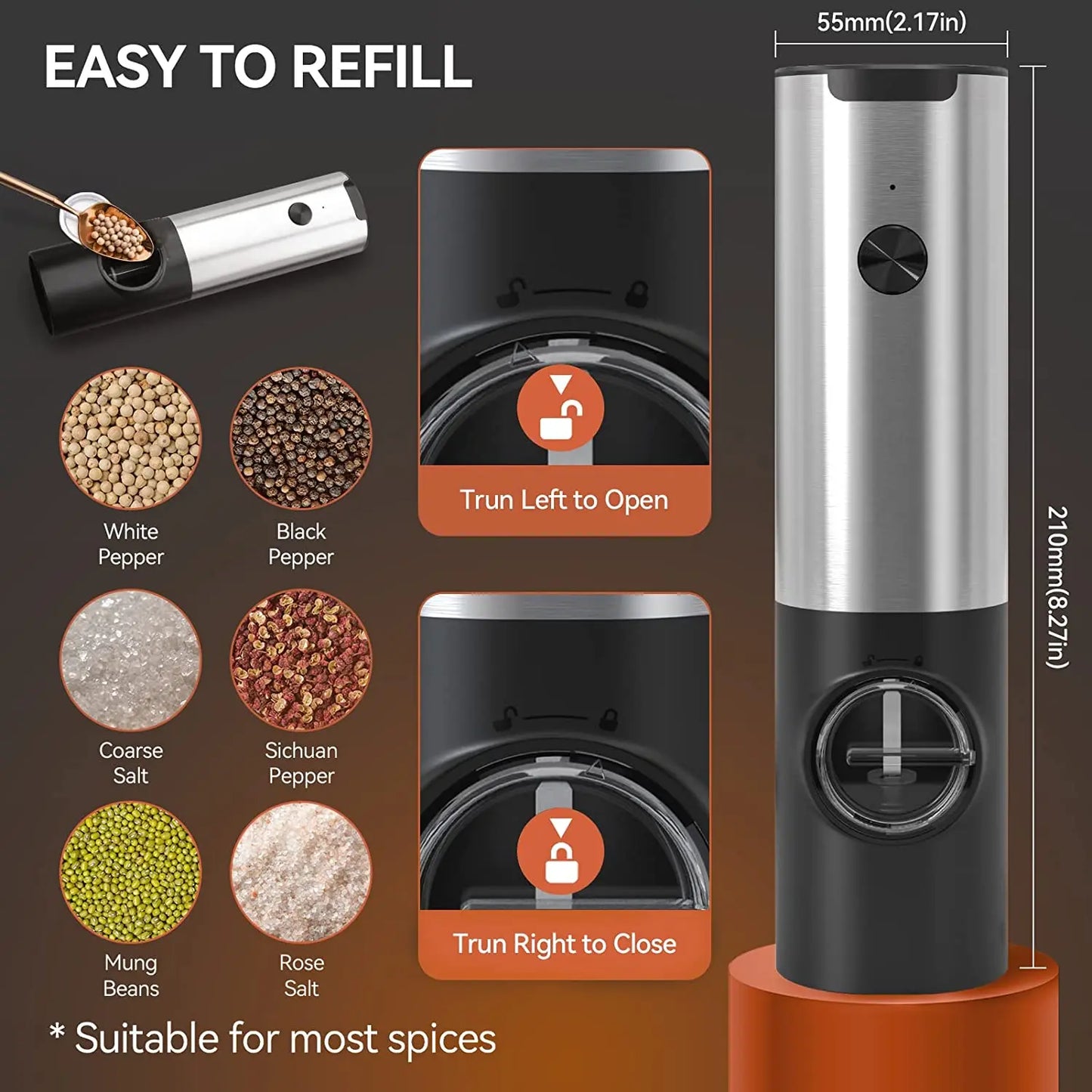 Electric Salt Pepper Grinder